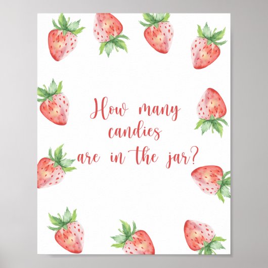 Aardbei - raad eens hoeveel snoepjes Poster (Voorkant)