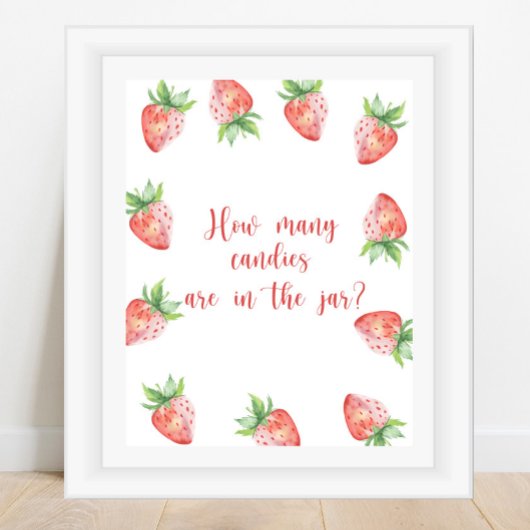 Aardbei - raad hoeveel snoepjes Poster