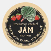 Aardbei Rabarber Jam Jar Label Zelfgemaakte Jelly (Voorkant)
