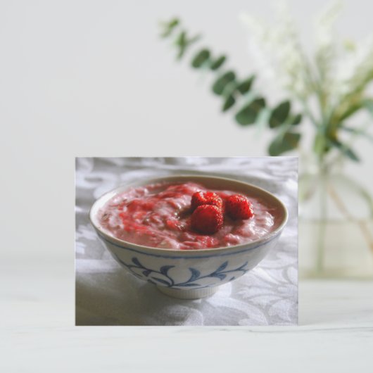 Aardbei rabarber yoghurt Briefkaart (Staand voorkant)