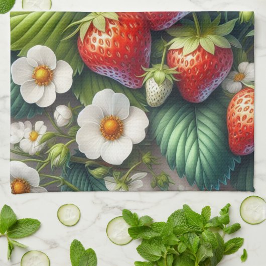 Aardbei Red Berry Fruit Keuken Handdoeken (Gevouwen)