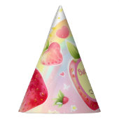 Aardbei regenboogbes eerste 1e verjaardag feesthoedjes (Links)