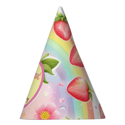 Aardbei regenboogbes eerste 1e verjaardag feesthoedjes (Rechts)