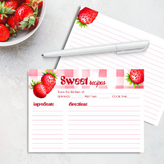 Aardbei Retro Recept Kaart Vrijgezellenfeest Gift