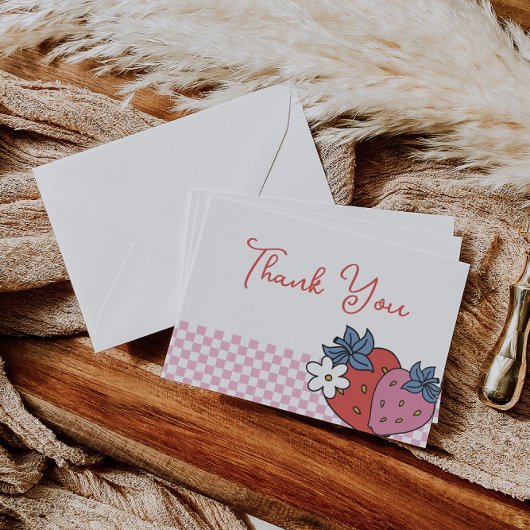 Aardbei Retro verjaardagsfeestje Bedankkaart