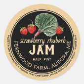 Aardbei Rhubarb Jam Classic Round Sticker (Voorkant)