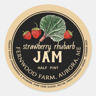 Aardbei Rhubarb Jam Classic Round Sticker