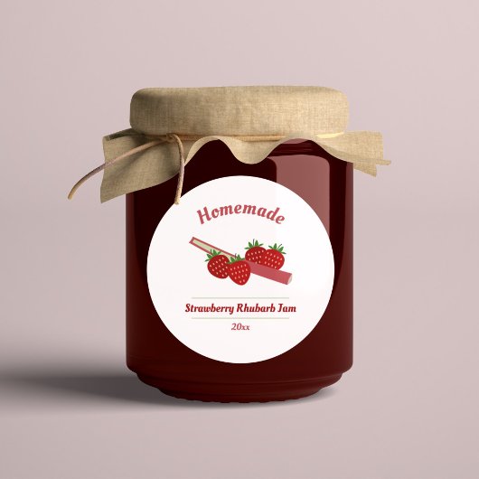 Aardbei Rhubarb Jam Label Sticker