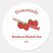 Aardbei Rhubarb Jam Label Sticker (Voorkant)