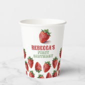 Aardbei rode bessen zoet 1e verjaardag papier kopj papieren bekers (Achterkant)
