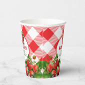 Aardbei Rode Gingham Picknick Papier Cups Papieren Bekers (Rechts)