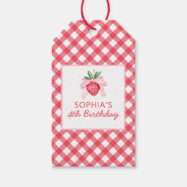 Aardbei Rode Picknick Plaid Gift Label Cadeaulabel