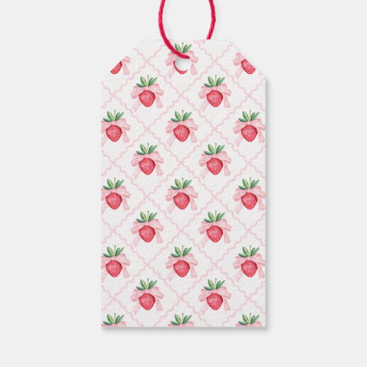 Aardbei Rode Picknick Plaid Gift Label Cadeaulabel (Achterkant)