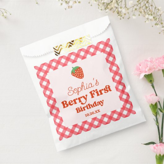 Aardbei Rode Roze Berry Eerste 1e Verjaardagsfeest Bedankzakje (Gezegeld)
