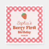 Aardbei Rode Roze Berry Eerste 1e Verjaardagsfeest Servet (Voorkant)