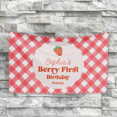 Aardbei Rode Roze Berry Eerste 1e Verjaardagsfeest Spandoek