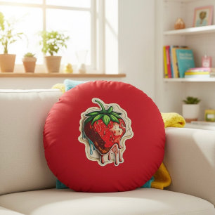 Aardbei Rond Kussen