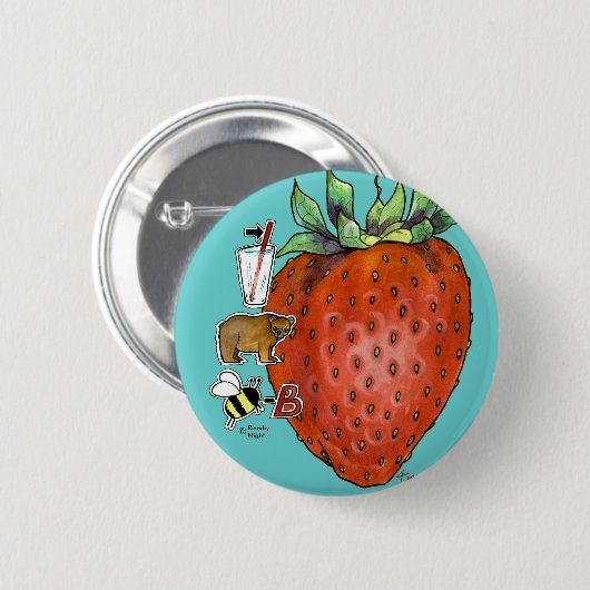 Aardbei Ronde Button 5,7 Cm (Voorkant /achterkant)