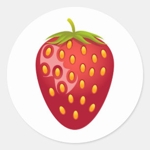 Aardbei Ronde Sticker