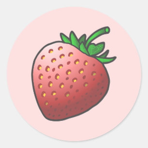 Aardbei Ronde Sticker