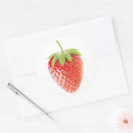 Aardbei Ronde Sticker (Envelop)
