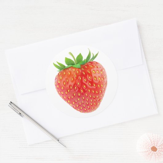 Aardbei Ronde Sticker (Envelop)