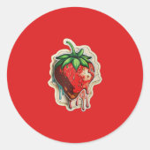 Aardbei Ronde Sticker (Voorkant)
