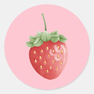 Aardbei Ronde Sticker