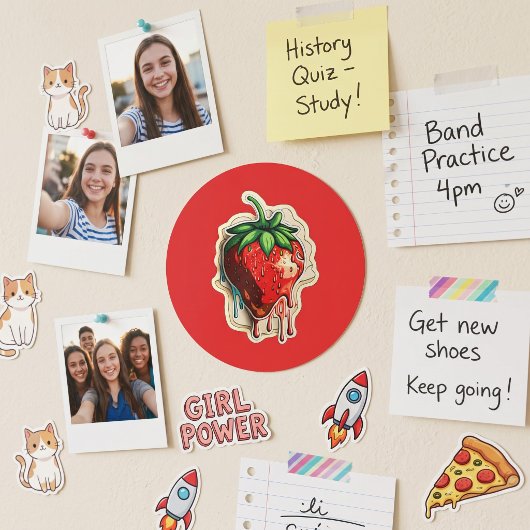 Aardbei Ronde Sticker