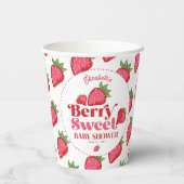 Aardbei Rood Roze Berry Zoet Baby shower Papieren Bekers (Achterkant)