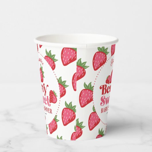 Aardbei Rood Roze Berry Zoet Baby shower Papieren Bekers (Rechts)