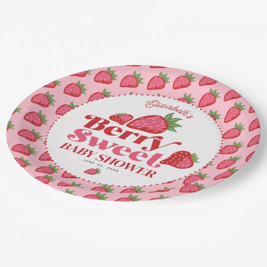 Aardbei Rood Roze Berry Zoet Baby shower Papieren Bordje (Gekanteld)