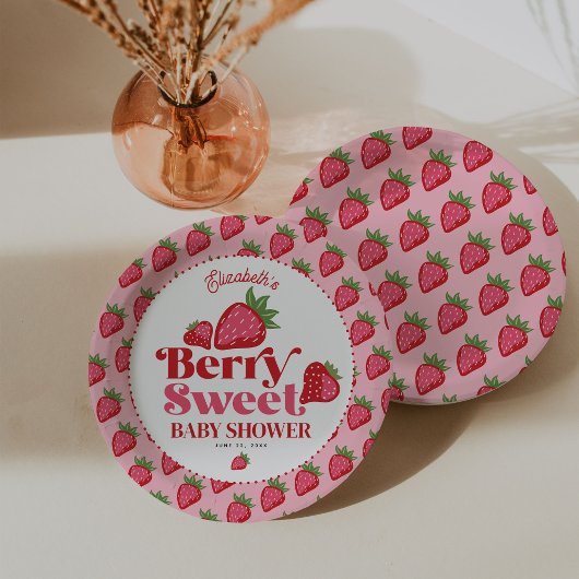 Aardbei Rood Roze Berry Zoet Baby shower Papieren Bordje