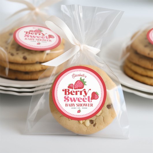 Aardbei Rood Roze Berry Zoet Baby shower Ronde Sticker