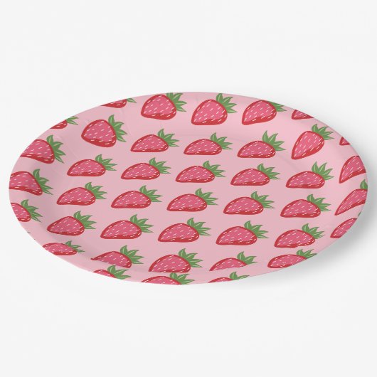 Aardbei rood roze bessen zoet papieren bordje (Gekanteld)