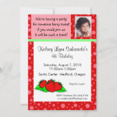 Aardbei Rood Roze Uitnodiging (Achterkant)