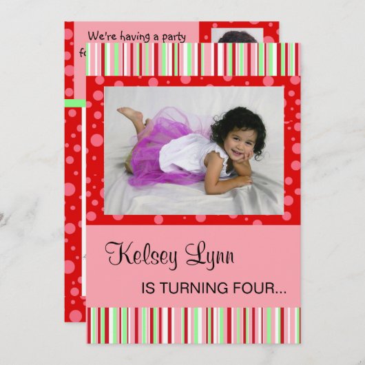 Aardbei Rood Roze Uitnodiging (Voorkant / Achterkant)