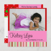 Aardbei Rood Roze Uitnodiging (Voorkant / Achterkant)