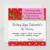 Aardbei Rood Roze Uitnodiging (Achterkant)