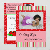 Aardbei Rood Roze Uitnodiging (Voorkant / Achterkant)