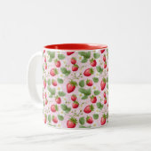 Aardbei Rood Roze Wit Bloemen Tweekleurige Koffiemok (Voorkant links)