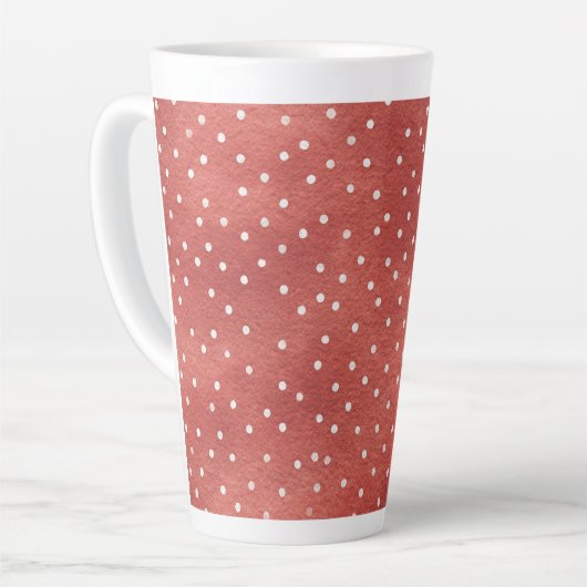 Aardbei Rood Witte Stippen Latte Mok (Linkerhoek)