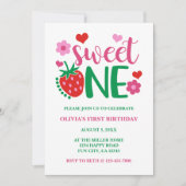 Aardbei rood zoet een eerste verjaardag kaart (Voorkant)