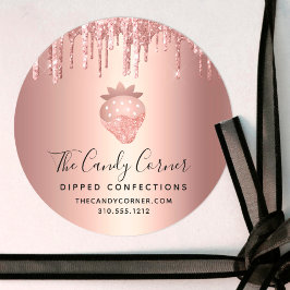 Aardbei Roos Gold Copper Drip Confections Sweets Ronde Sticker