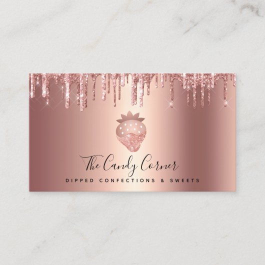 Aardbei Roos Gold Copper Drip Confections Sweets Visitekaartje (Voorkant)