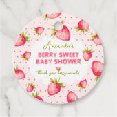Aardbei Roze Baby shower Dank u Bedankjes Labels (Voorkant)