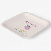 Aardbei roze baby verjaardagsfeestje papieren bordje (Gebogen)