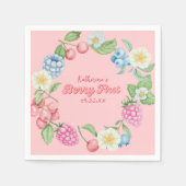 Aardbei Roze Berry Eerste 1e verjaardag Servet (Voorkant)