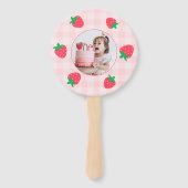 Aardbei Roze Berry Eerste Baby Verjaardag Foto Handwaaier (Achterkant)