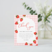 Aardbei Roze Berry Plaid Verjaardag Bedankkaart (Staand voorkant)